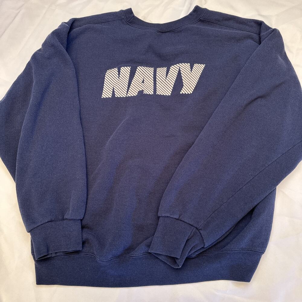 Soffe US Navy Sweater Men Large Blue USA Reflective Sweatshirt Pullover